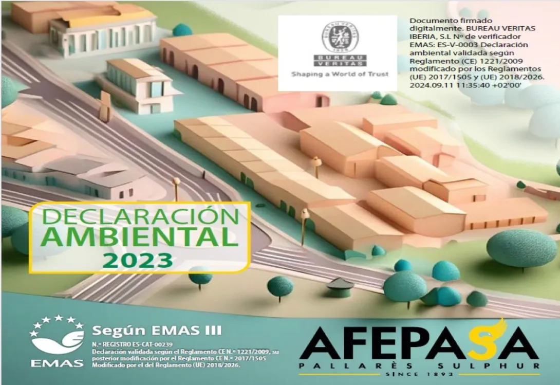 AFEPASA recibe la validación de la declaración ambiental 2023 bajo la certificación EMAS